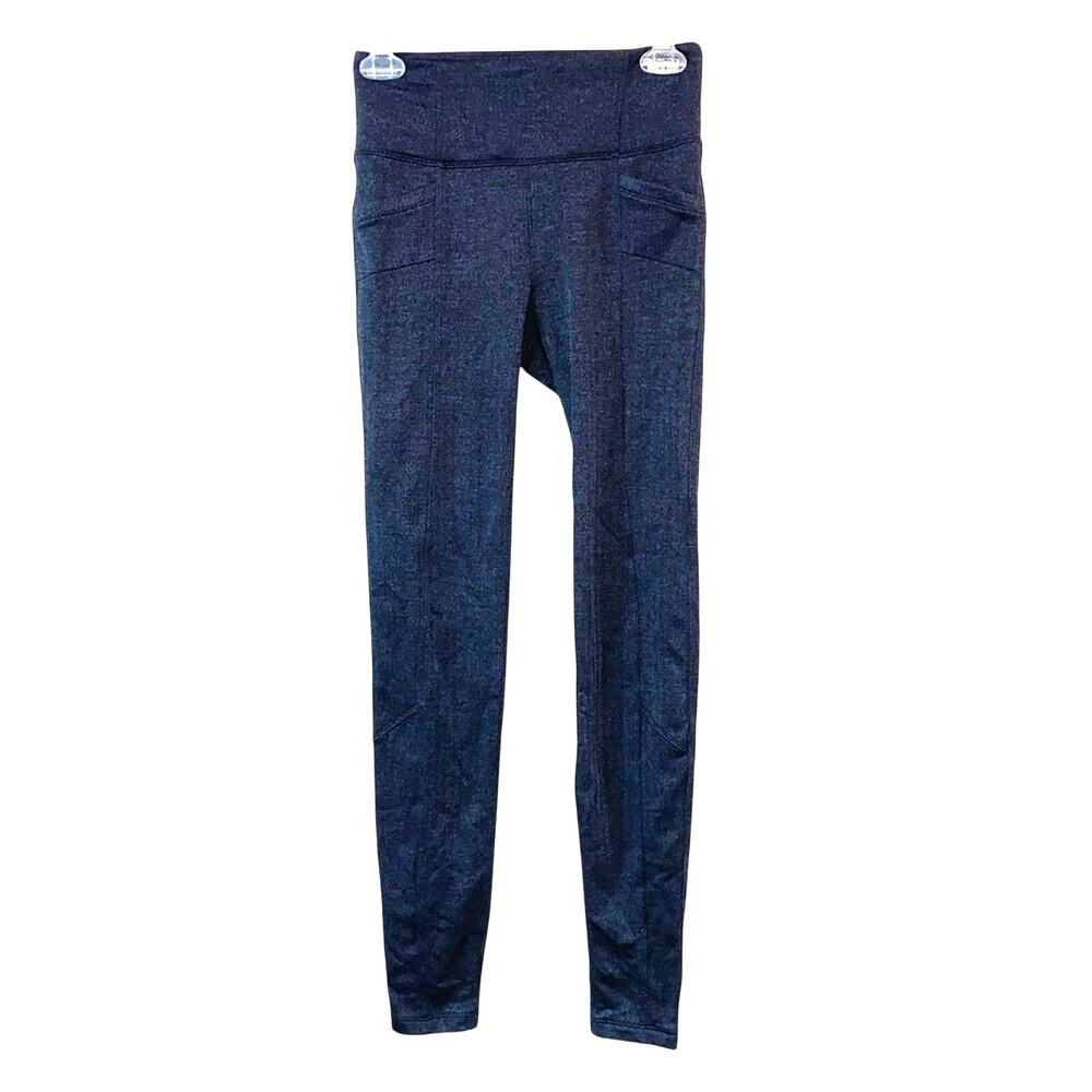 Athleta Leggings XS Blue Herringbone High Rise Athletic Yoga Pants Activewear